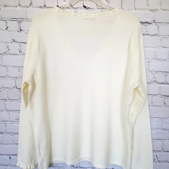 Vila Milano Cream Long Sleeve Soft V-neck Sweater--XL - Picture 6 of 14